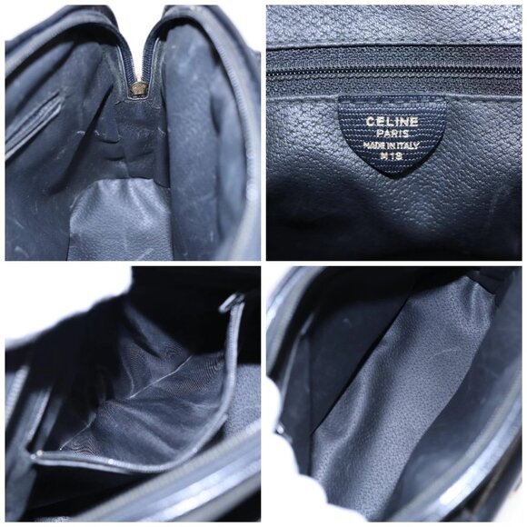 CELINE Hand Bag Leather 2way Black Gold Auth 85493 - Picture 15 of 16